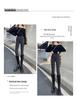Women's High Waist Slim Fit Gray Cotton Plush Jeans for Autumn/Winter