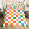 Geometric Abstract Duvet Cover Full King Checkered Bedding Set Aesthetic Checkerboard Plaid Comforter Cover for Boys Girls Teen