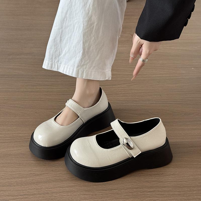 Japanese Jk Velcro Small Leather Shoes Women's 2025 Spring and Summer New Platform Muffin Women's Shoes British Style Mary Jane Single Shoes