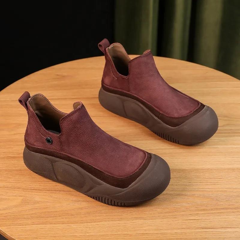 Women Shoes Platform Flats Goth Boots Chelsea Motorcycle Winter Designer Ankle Fashion Boots Goth Walking Mujer Zapatos2024