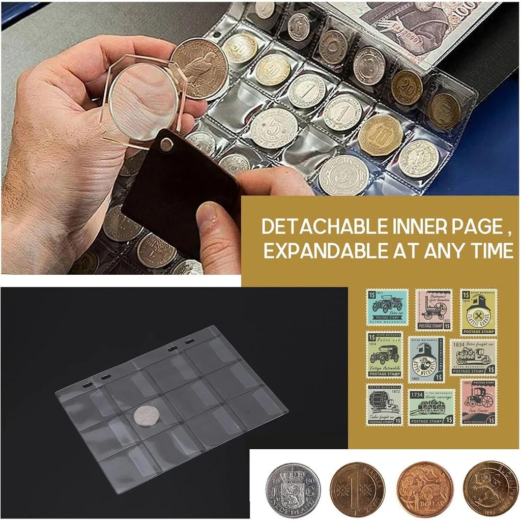 360 Vakjes Munt Albums,Munt Houder Munt Verzameling Boek voor Munt Diameter Kleiner Dan 1.37",Postzegel Verzameling Boek Grid Munt Boek met