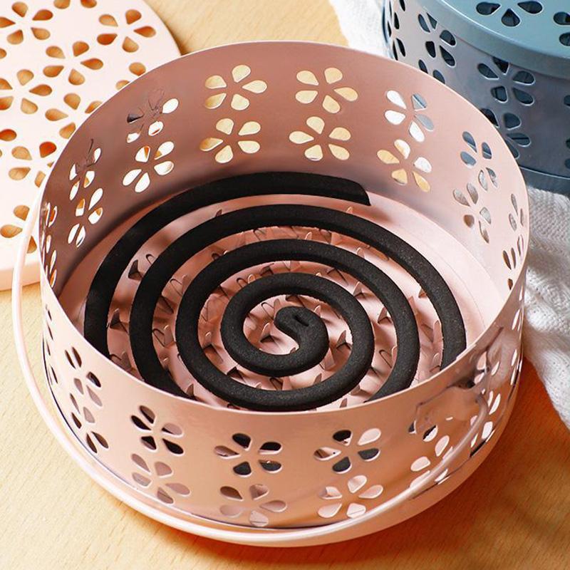 Insect Repellent Incense Burner Box Holder Mosquito Coil Tray Iron Portable