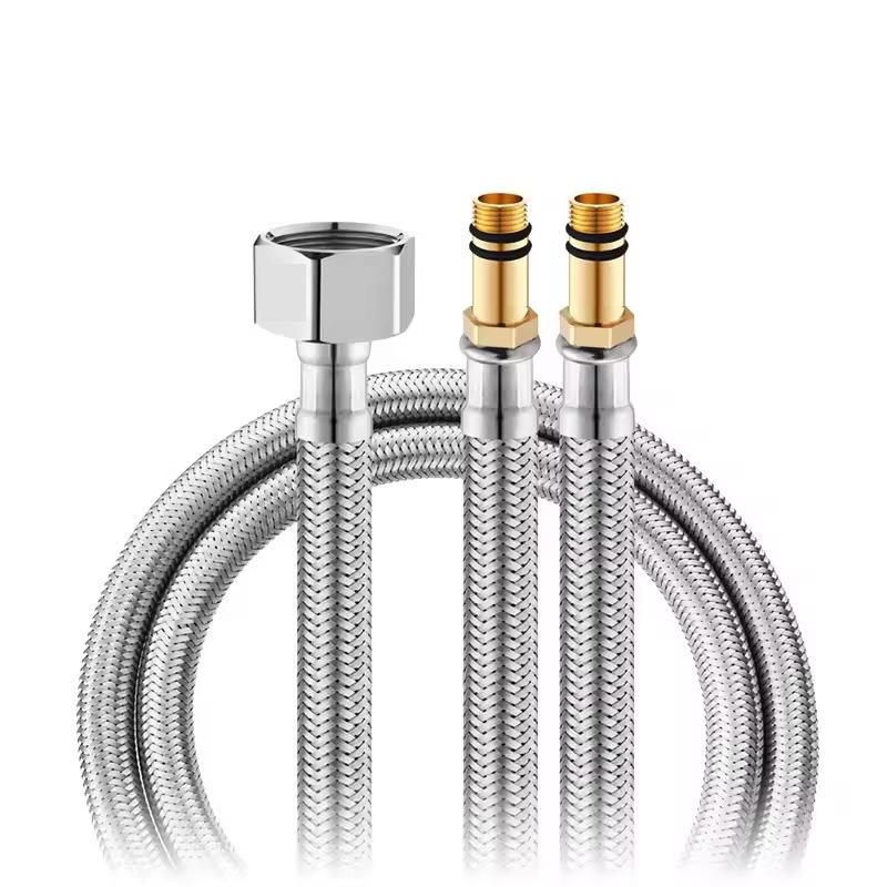 304 Stainless Steel Braided Pipe Water Heater High Pressure Explosion-proof Water Pipe Basin Faucet Pointed Water Inlet Hose