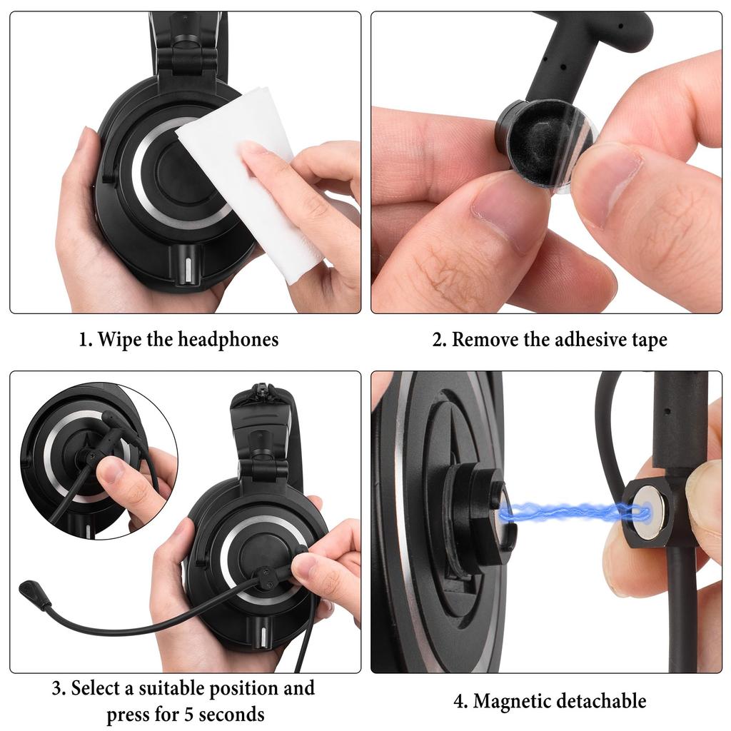 Geekria Magnetic Wired Headphone 200cm for and with Splitter and Clip Microphone, Long, Gaming, Meetings, Streaming, Y-Shaped