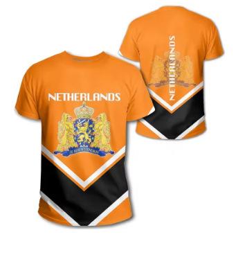 2025 Dutch flag T-shirt 3D printed Dutch orange T-shirt oversized short-sleeved outdoor sports top T-shirt XXS