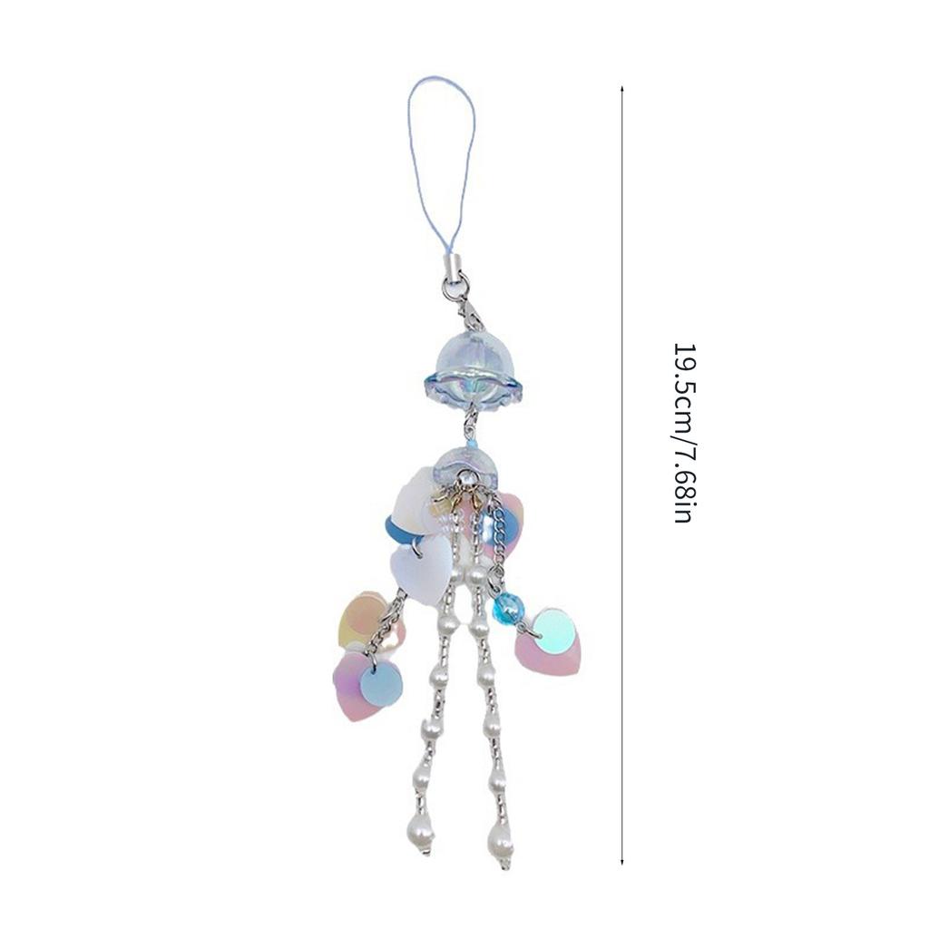 Sparkling Phone Decoration Charm Pendant Charming Jellyfish Shaped Pendant Phone Lanyard Stylish Keychain Charm Ornament