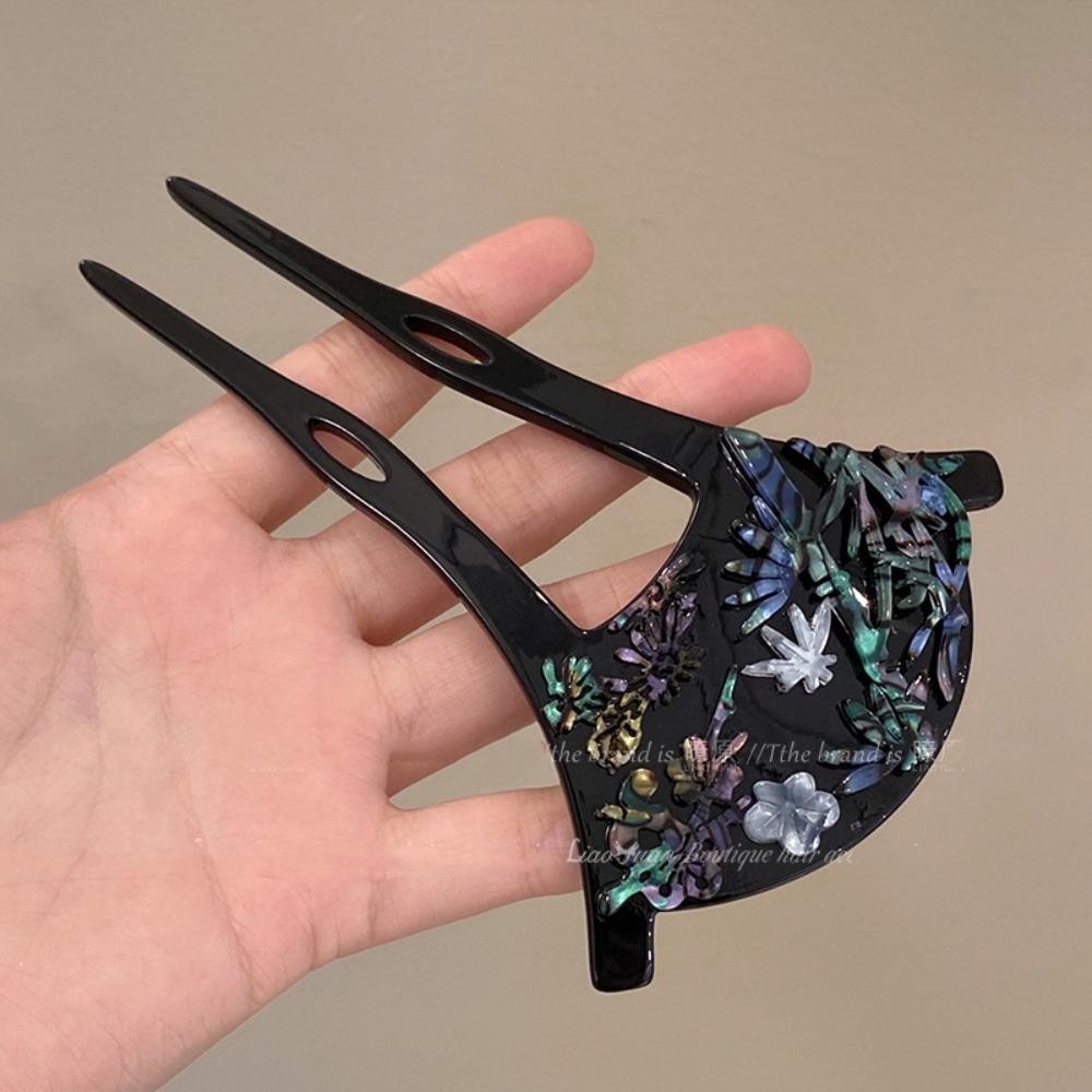 

U-shaped Fan Hair Stick Chinese Style Hanfu Headwear Chinese Style Hairpin Hair Sticks for Buns чёрный