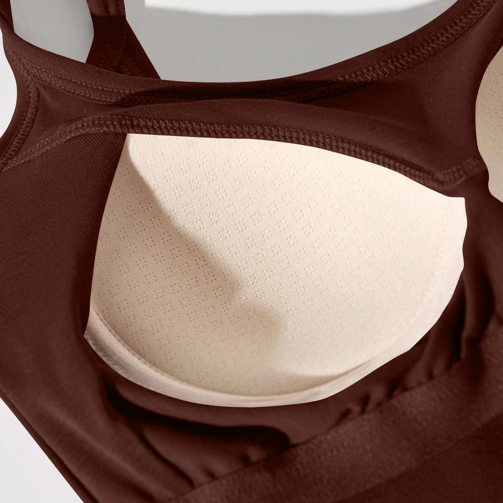 Women's Solid Color Vest Without Wires, Padded Round Neck Bottoming Top