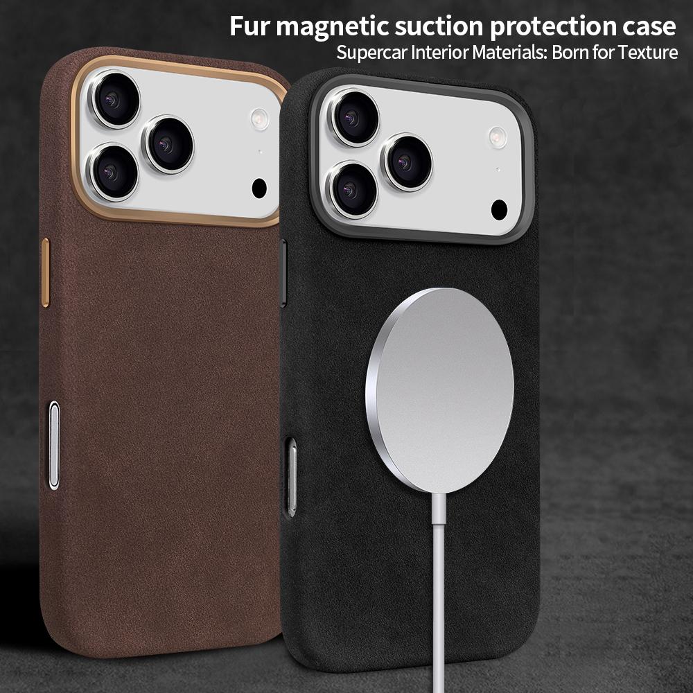 Strong Magnetic All-inclusive Case For iPhone 17 16 15 Pro Max, Suede PU Leather Mobile Phone Case For iPhone Air For iPhone 17