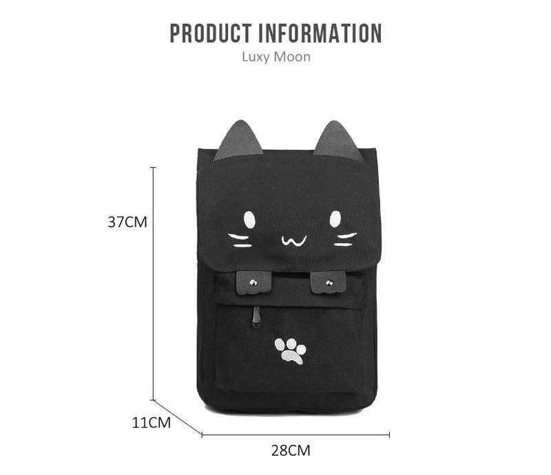 SCIONE Niedlicher Katzen-Segeltuch-Rucksack mit Cartoon-Stickerei, Teenager-Mädchen-Schule, modischer Rucksack, Mochilas-Tasche