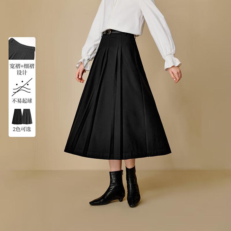 Inman Retro High-Waist Pleated Midi Skirt XL