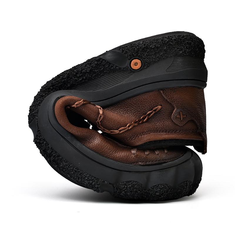 Sapatos masculinos de couro genuíno para caminhada, calçados casuais para atividades ao ar livre