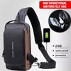 Men's Crossbody Bag Shoulder Sling Bag Anti-theft Lock Chest Bag With USB Port
