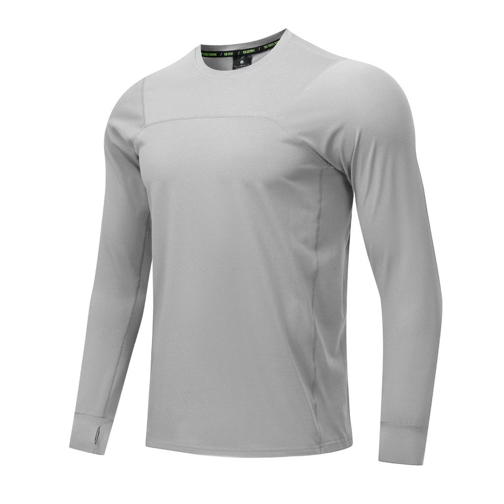 Men's Autumn Quick-Dry Long Sleeve Solid Pullover with Zipper for Sun Protection