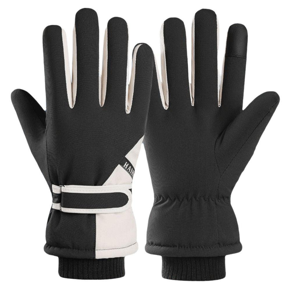 Full Fingers Cold-resistant Winter Gloves Waterproof Piled Riding Gloves Windproof Thickened Cycling Gloves Running