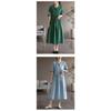 2025 Summer Washed Cotton Dress - Embroidered Midi Dress with Drawstring, Slim Fit Short Sleeve Linen Blend Dress, Boho Chic Casual Women's Outfit