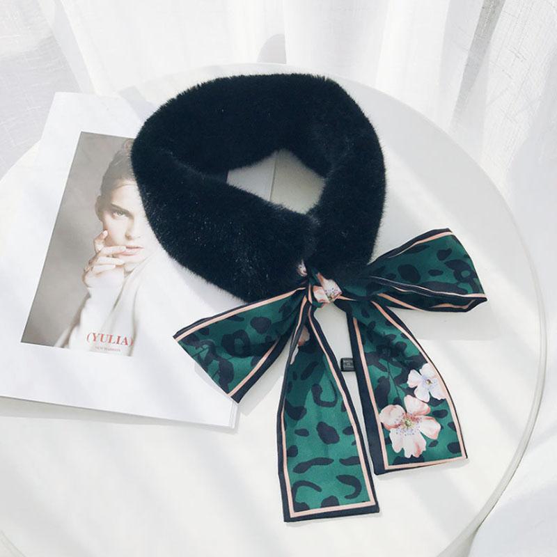 Women Fake Collar Tie Winter Faux Fur Woman False Collar Girls Detachable Fur Collar Ribbon Warm Scarfs for Ladies Neckerchiefs