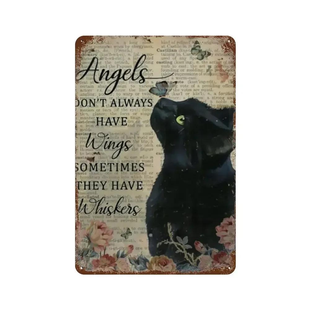 Funny Coffee Sign Retro Cat Posters Metal Tin Sign Vintage Kitchen Signs Coffee Bar Sign Cat Wall Art Poster Cats Home Decor