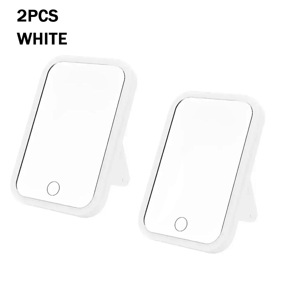 Portable Folding Mirror Lighted Mirror LED 3Colors Modes Mirror Travel USB Dressing Table With Makeup Light Charging