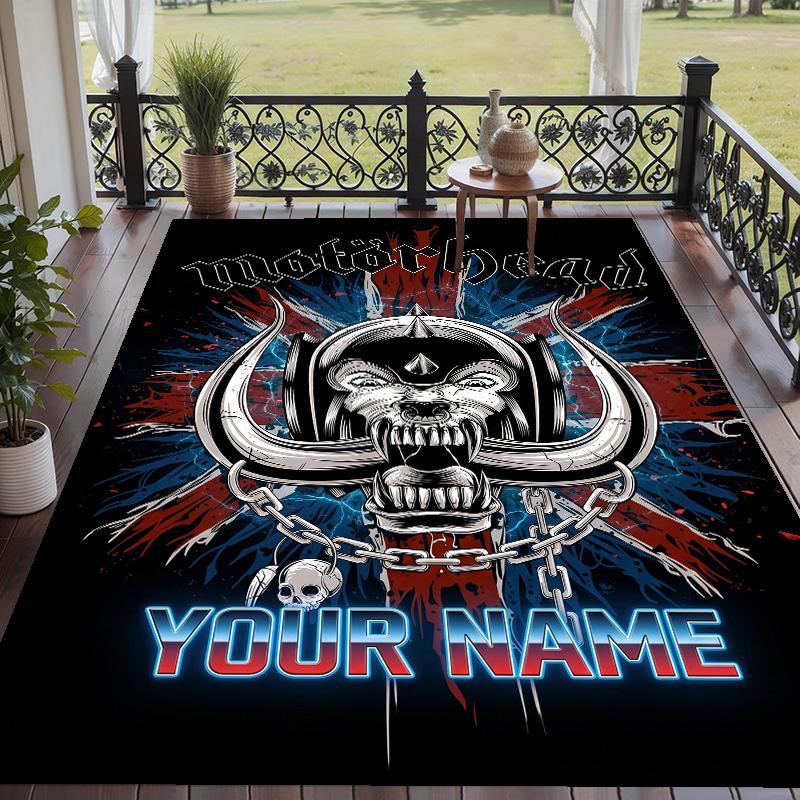 Custom Text Printed Rug Motorhead Non Slip Floor Carpet For Home Room Decor