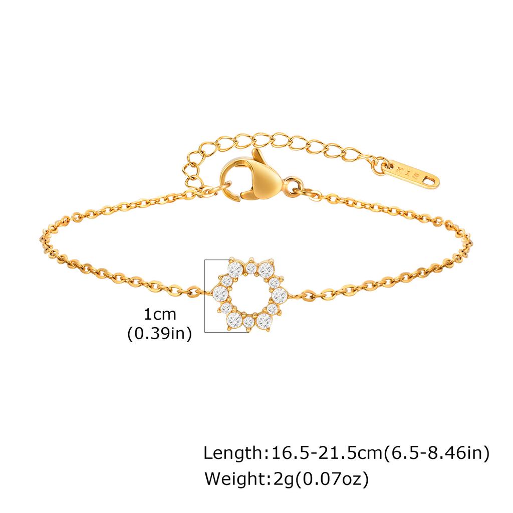 Wind Stainless Steel Zircon Sunflower Gold Bracelet Women'S Accessories Nc-2235