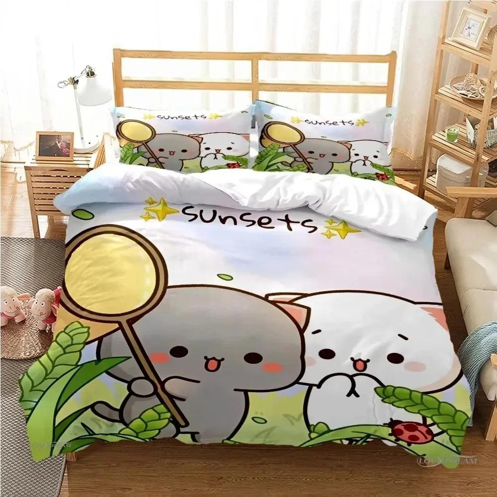 Comforter Cute Bubu Dudu Cartoon Bear Panda Bedding Set 3D Printed Suitable For Bedroom Kids Home Textile
