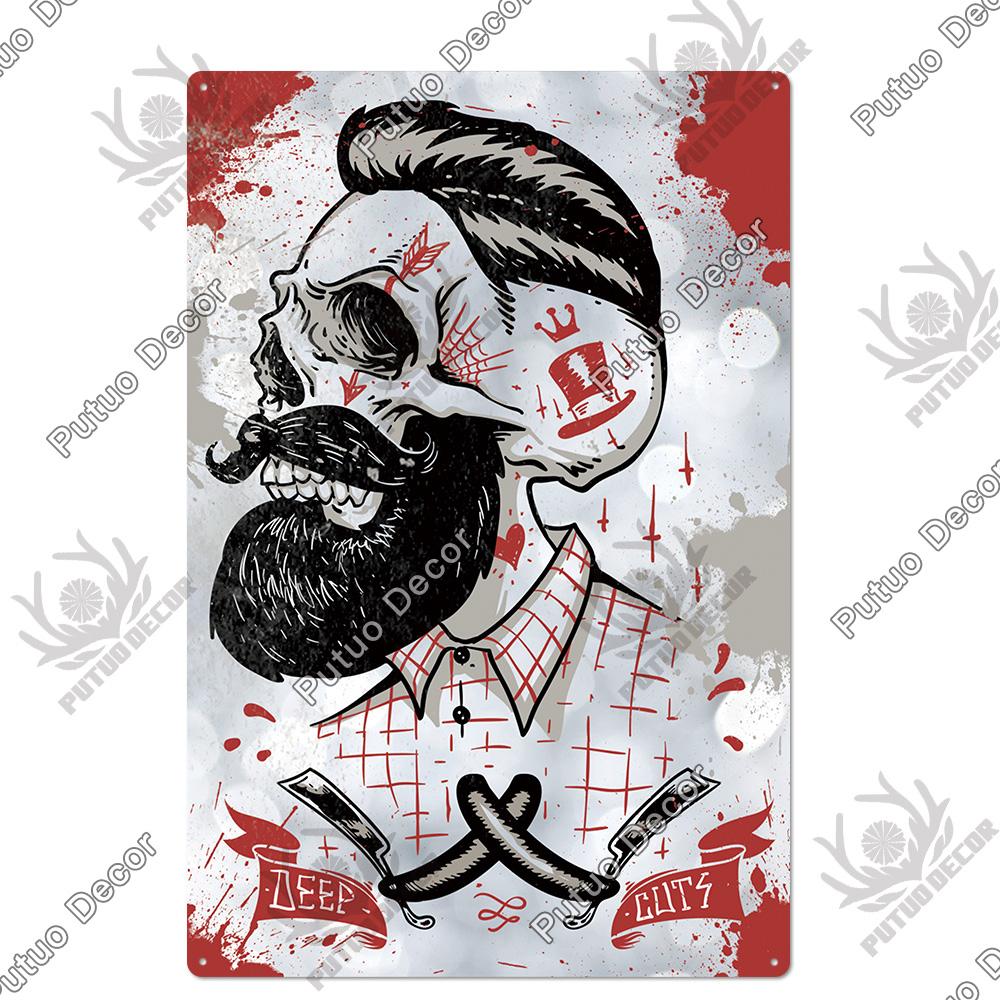 Putuo Decor Vintage Tin Sign Plaque Metal Iron Painting Wall Art Posters for Barber Shop Decoration Accessories Man Cave Home