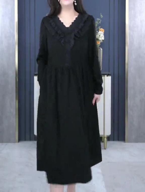 European Style Ruffle Plus Size Mom Dress - Spring Casual Women's Fashion