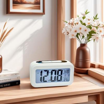 Wecker Desktop Digitaluhr LCD Großer Bildschirm Temperatur Kalender Nachtlicht Wake-up Student Snooze Uhr 12/24H Schlafzimmer