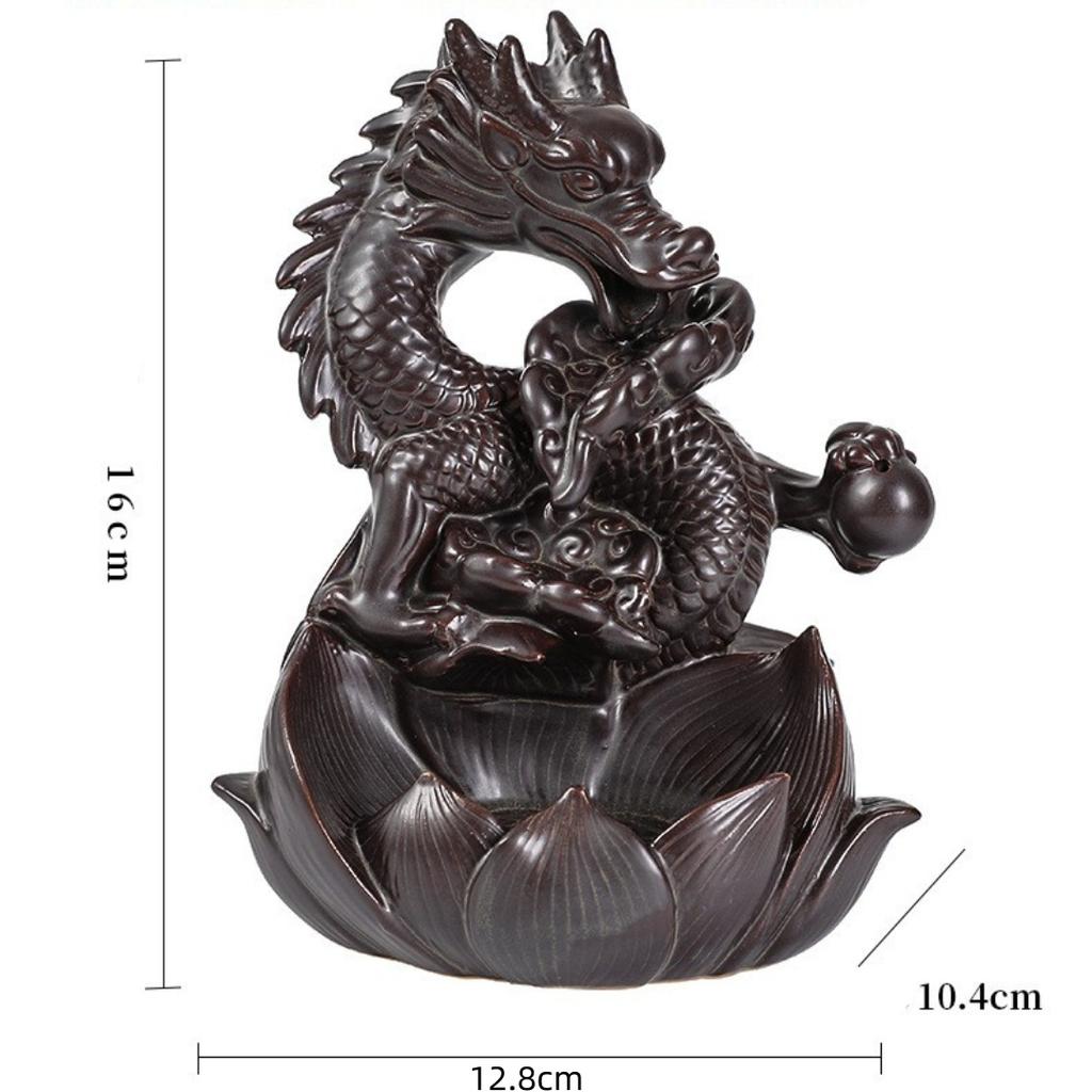Lotus Dragon Keramik Home Ornamente Wasserfall Rückfluss Weihrauch Brenner Weihrauch Stick Halter Drachen Räuchergefäß