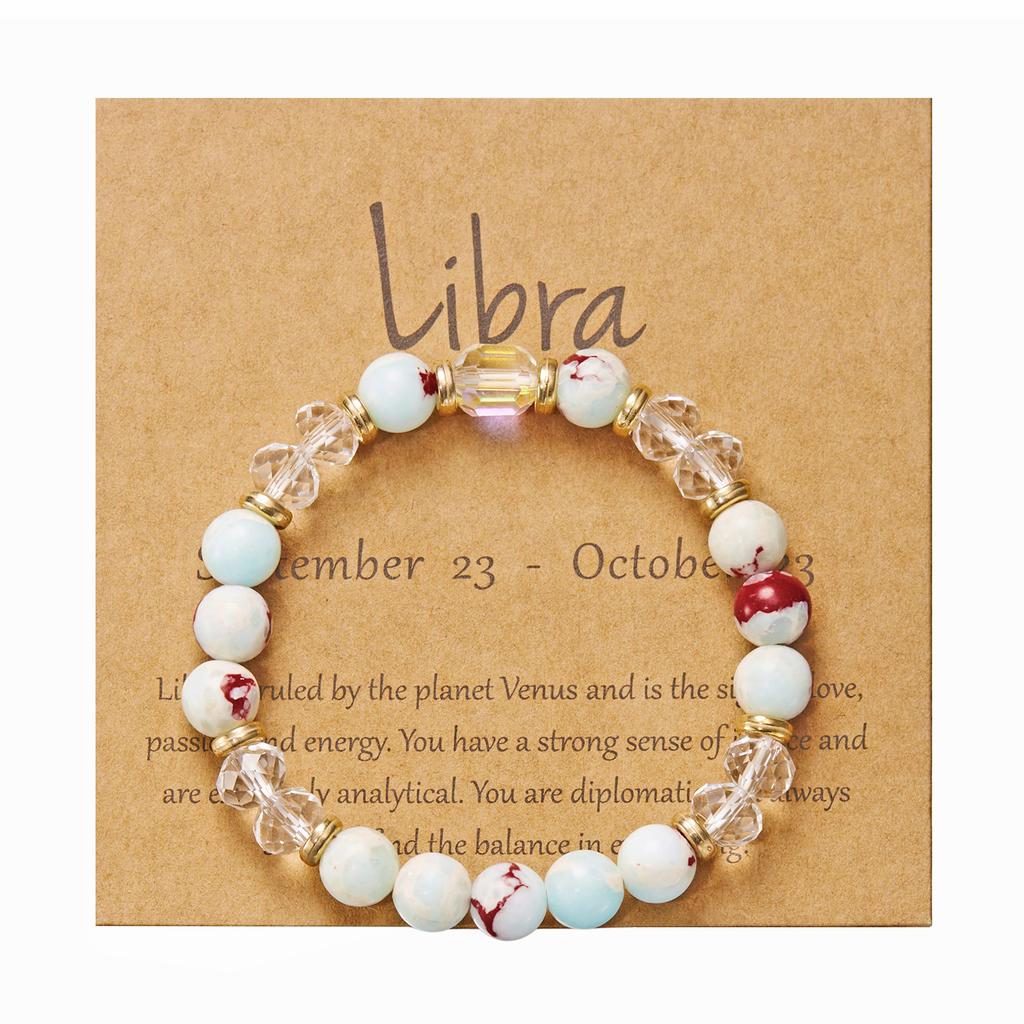 12 Constellation Crystal Beaded Bracelets for Women Men Natural Stone Handmade Cancer Virgo Leo Bangle Energy Friendship Jewelry