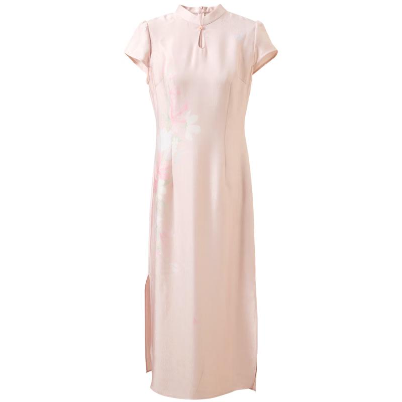 New Chinese Style Floral Satin A-Line Dress XL