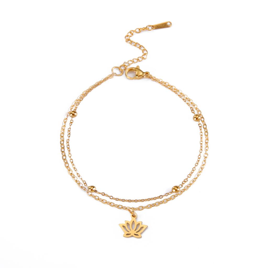 Lotus Pendant Bracelet For Women Natural Bead Charm Anklet Jewelry Anniversary Gift