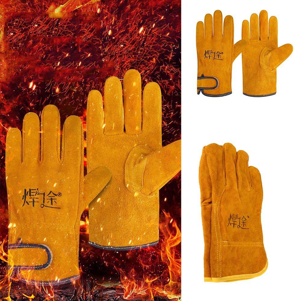 1Pair Thickened Labor Protection Gloves Cowhide Work Safety Glove Sturdy Welder Gloves  Welding