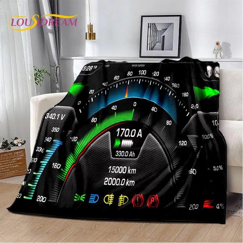 3D-Rennwagen-Armaturenbrett, weiche Plüsch-Steppdecke, Flanelldecke, Überwurfdecke für Wohnzimmer, Schlafzimmer, Bett, Sofa, Picknick-Abdeckung
