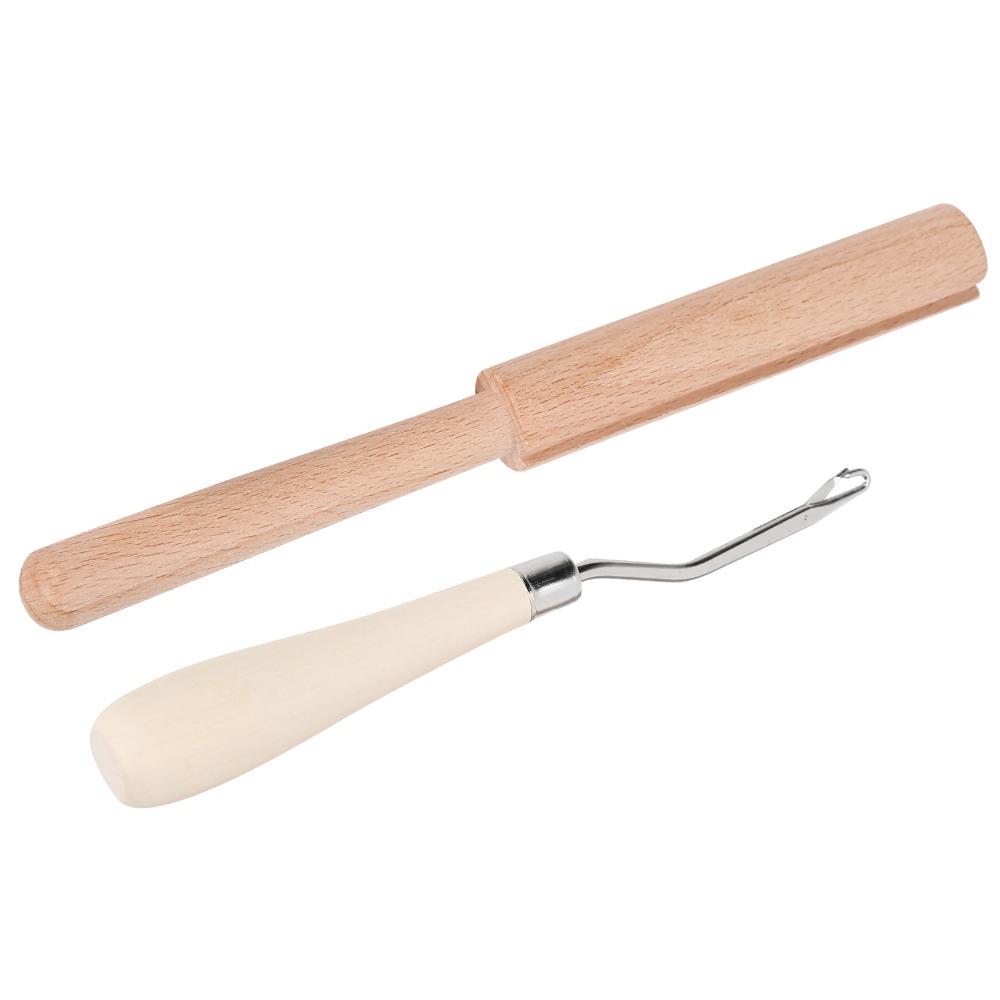 2pcs Yarn Cutter Latch Hook Tool Wooden Handle Thread Cutter Set Rug Hooking Kit For Beginners