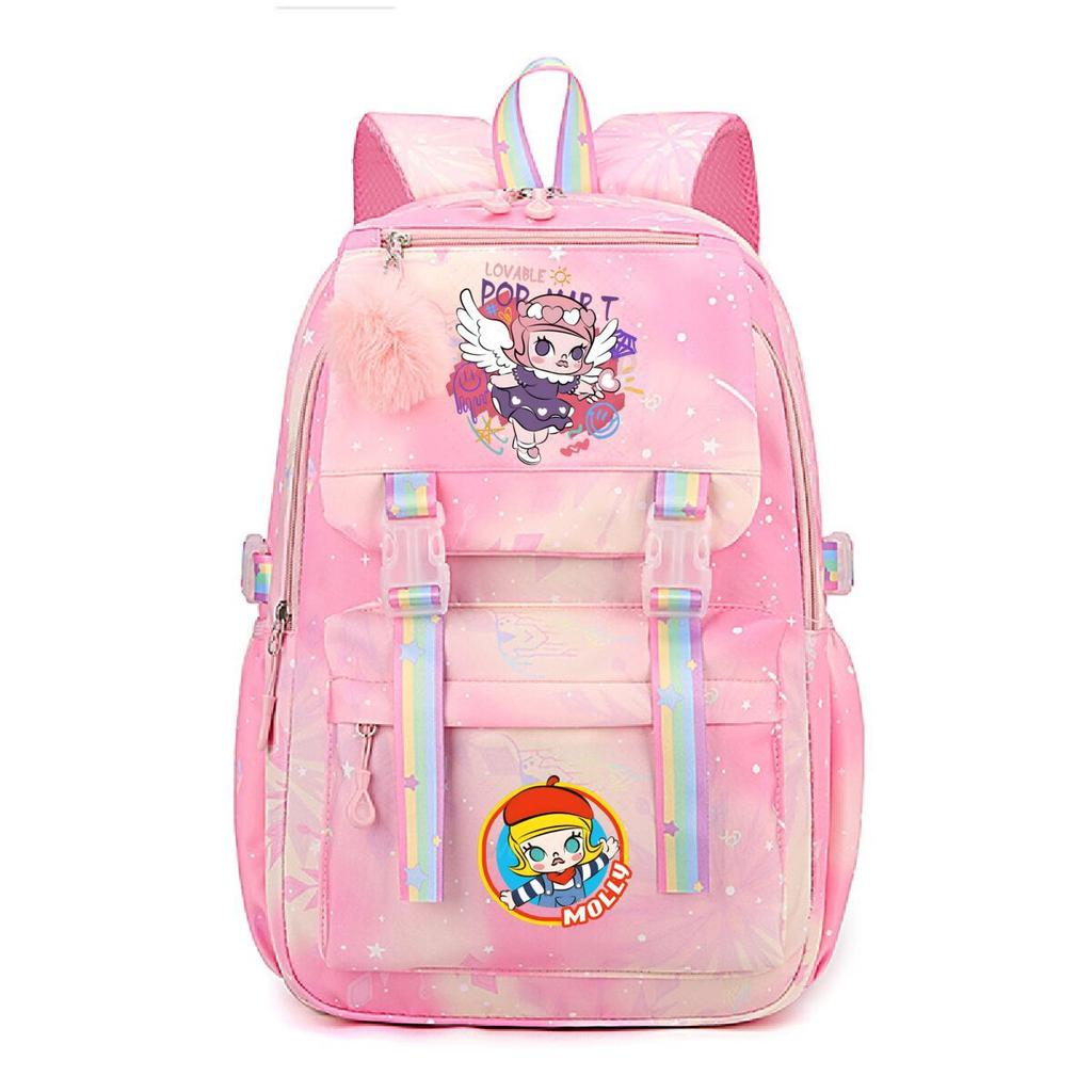 Nova mochila pequena e fofa com estampa de desenho animado da Molly, fresca, de grande capacidade, bolsa escolar