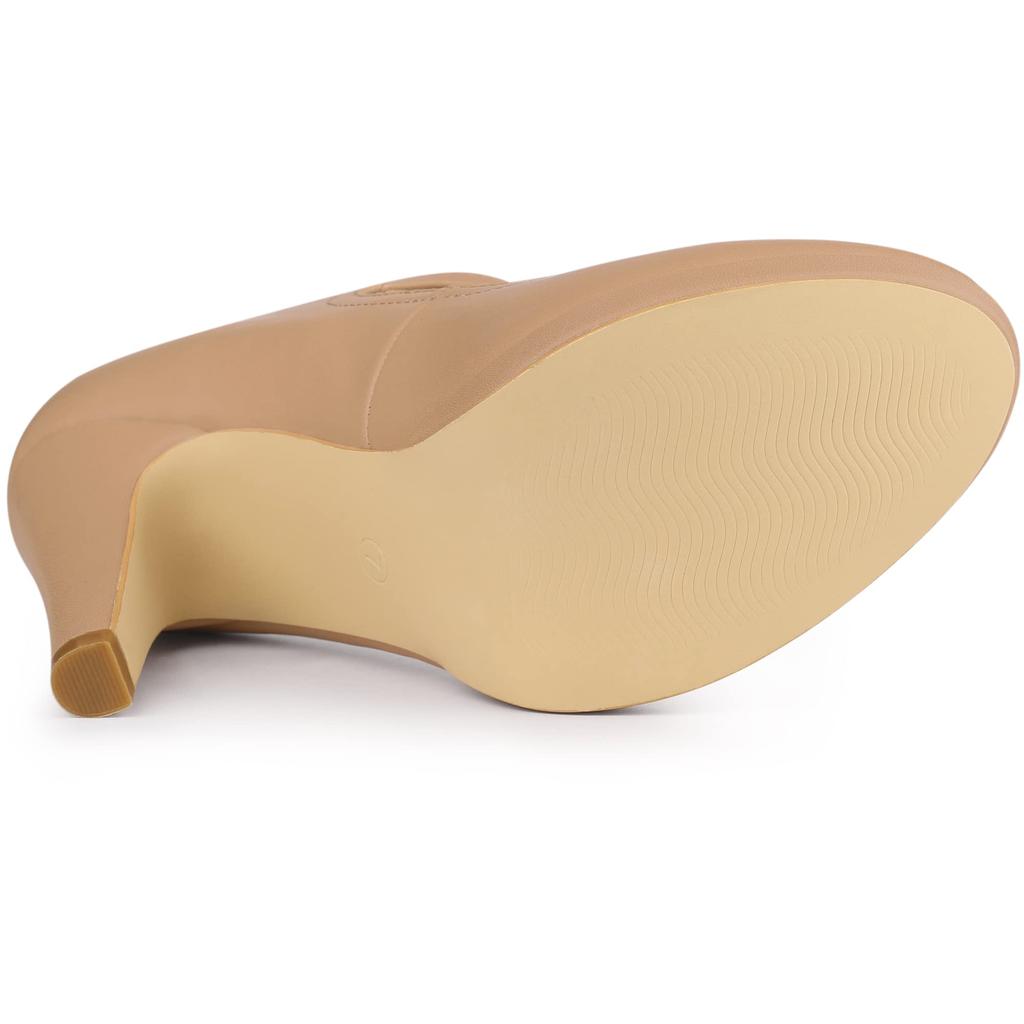 Allegra K Women's Platform Stiletto Heel Round Toe Pumps, Skin Tone, Size 24.0cm