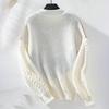 Vintage Collision Color O Neck Loose Long Sleeve Knitwear Cardigan Sweater Top Autumn Winter