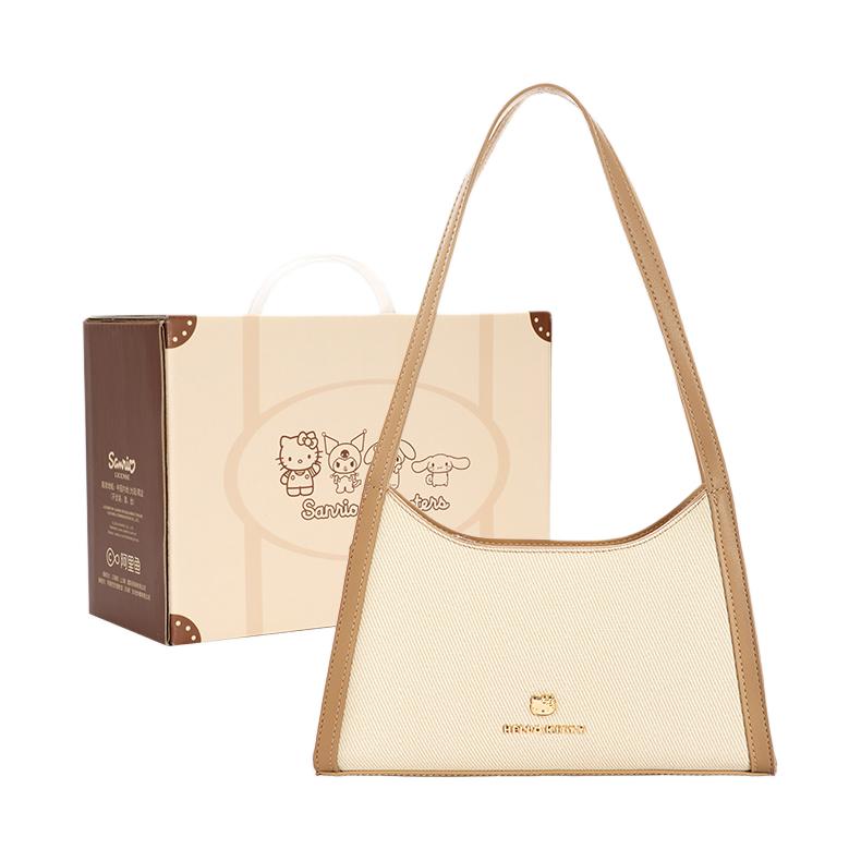 

New Sanrio Hello Kitty Synthetic Leather Shoulder Bag Regular Women s Khaki HHF41116 26.9*7.6*14.0CM