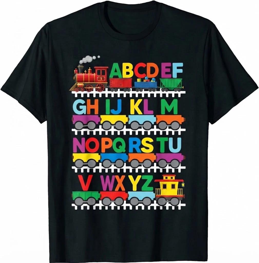 Train Railroad Lover ABC Alphabet A Z ABCs Kindergarten T Shirt