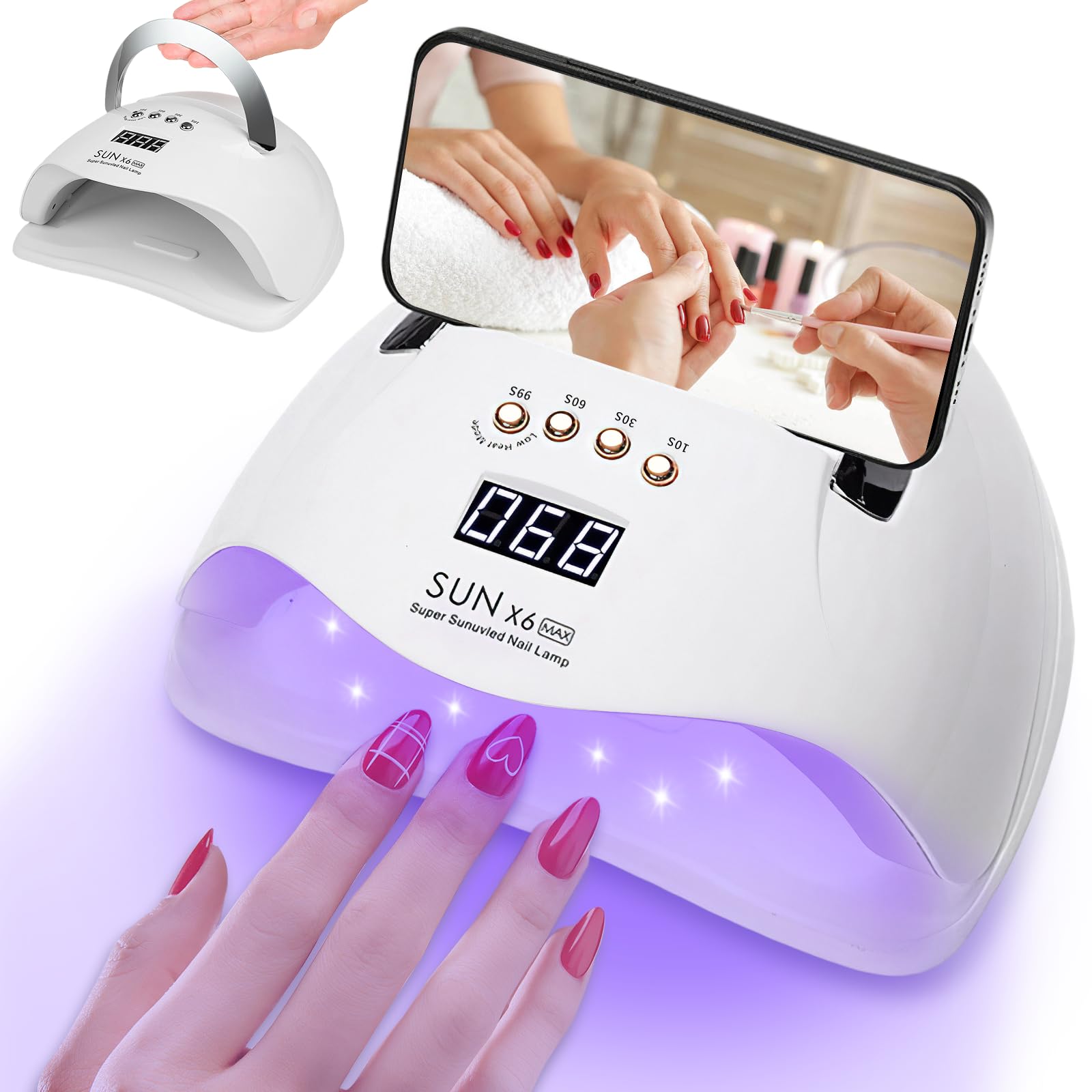 

Latest 220W Fast Gel Nail Automatic LED 45W Low Heat Nail Gel Curing LCD Compatible with All Gels 2026 CuringYAMOOCO Light, Sensor, + UV, White, білий
