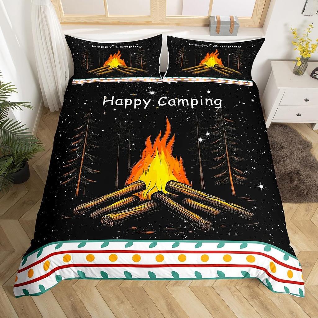 Camping Duvet Cover Set Full King Size Cartoon Rv Camping Car Bedding Set Camper Accessories For Travel Trailers Comforter Cover