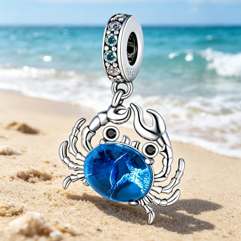 New 925 Silver Marine Crab Charms Pendant For Women Fit Bracelet DIY Birthday Party Jewelry Gift