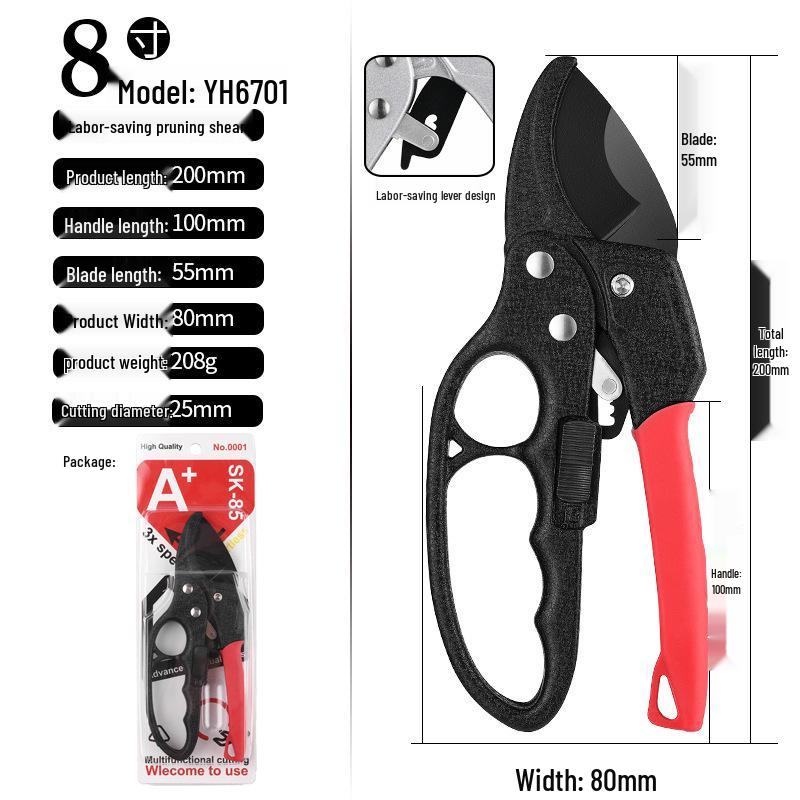 Stainless Steel Multifunctional Pruning Shears for Fruit Trees & Garden Branches with Segmented Pulley System.