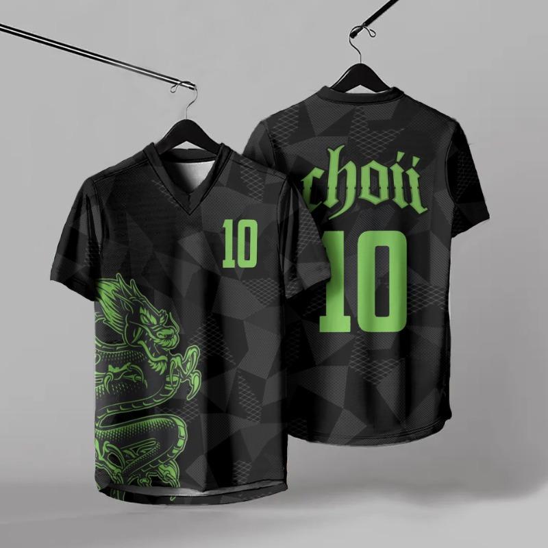 Summer Men's V-neck T-shirt Fashion Sports and Leisure Digital Printing 3D Short Sleeved T-shirt Top