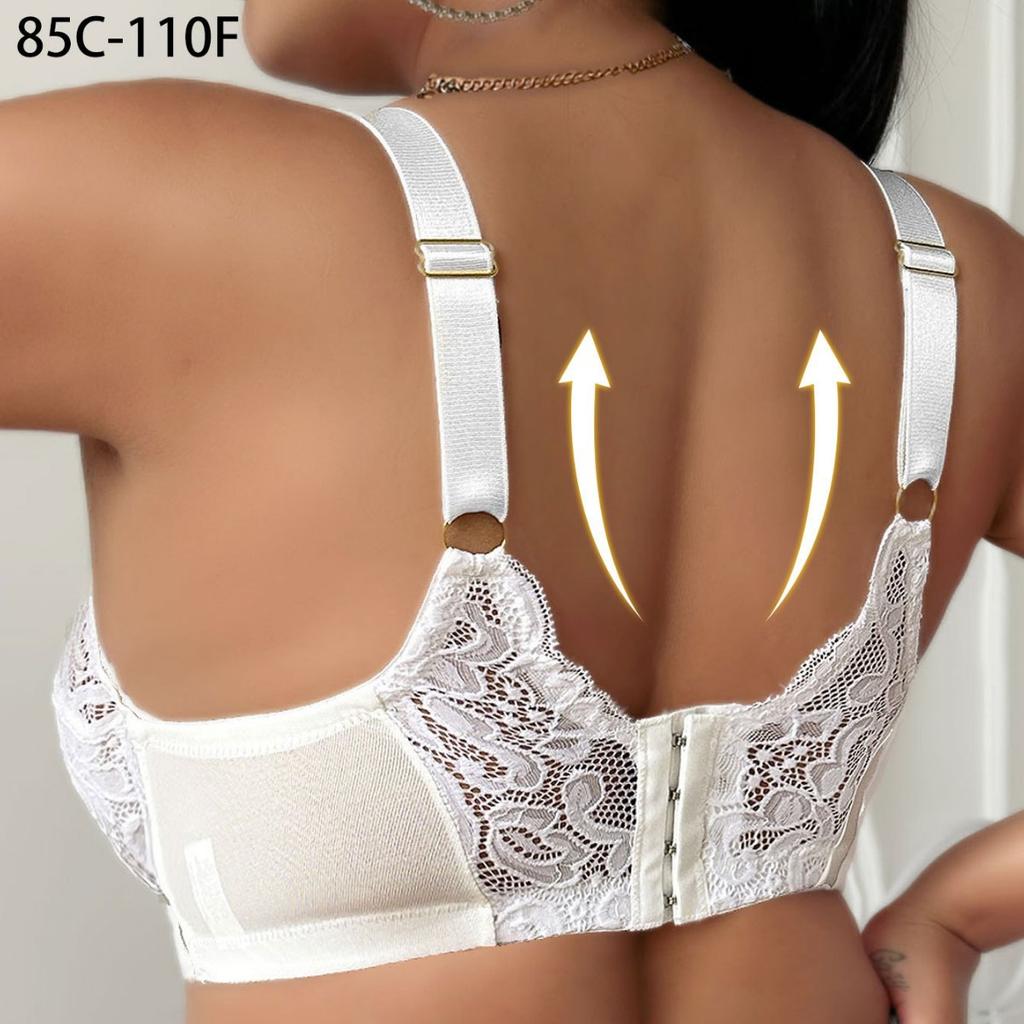 Ultra-thin Sexy Lace Mesh Without Chest Pads Comfortable and Breathable Underwear Gathered Upper Support Underwire Bra