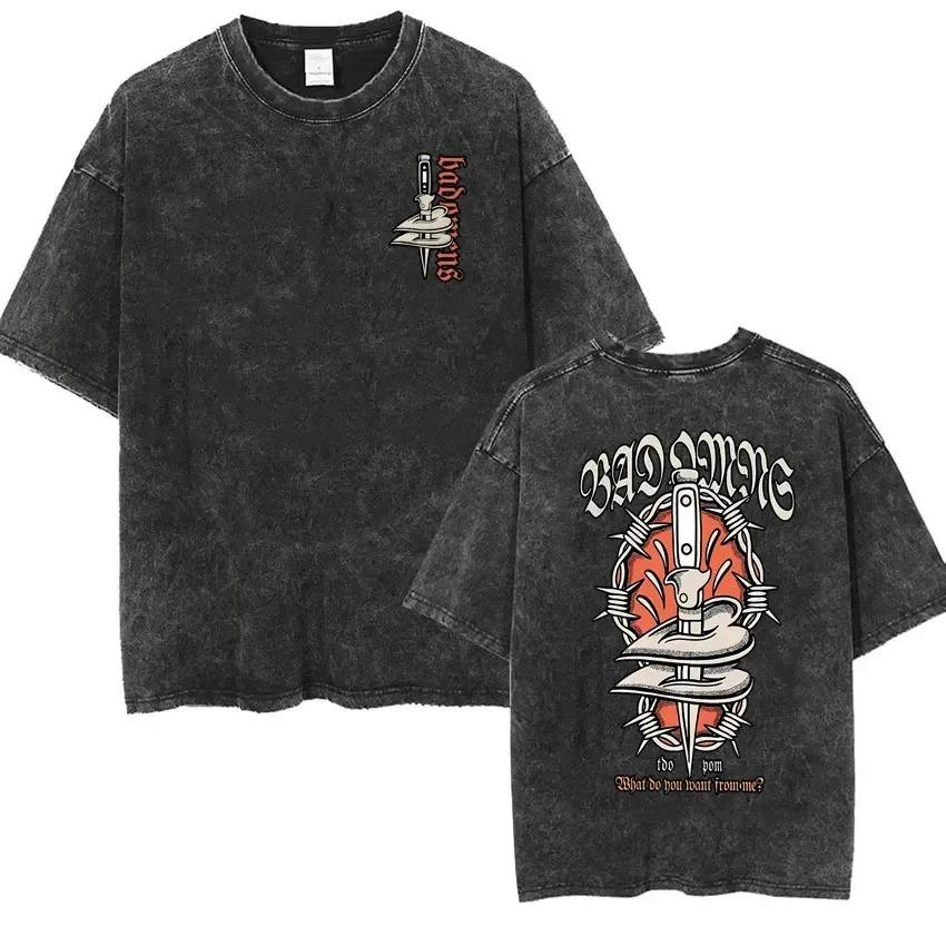 Bad Omens Band Music Tour Washed Oversized T Shirt Retro 90s Men Women Short Sleeve Y2k Hip Hop T-shirt Casual Streetwear Clothing