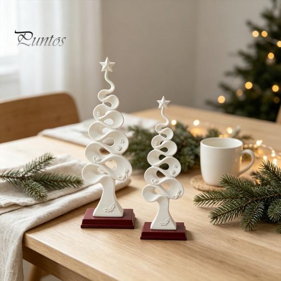 Durable Resin Tabletop Statues Abstract Christmas Tree Figurine, Artistic Spiral Sculpture, Modern Xmas Luxury Home Office Decor Statue for Desk Shelf