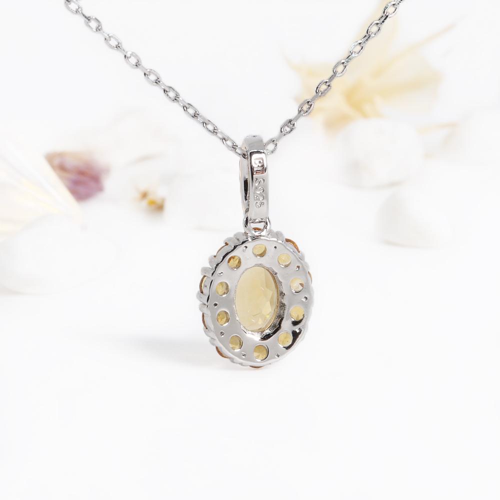 Brilliant and elegant natural Citrine 925 sterling silver pendant necklace for ladies' birthday and anniversary gifts